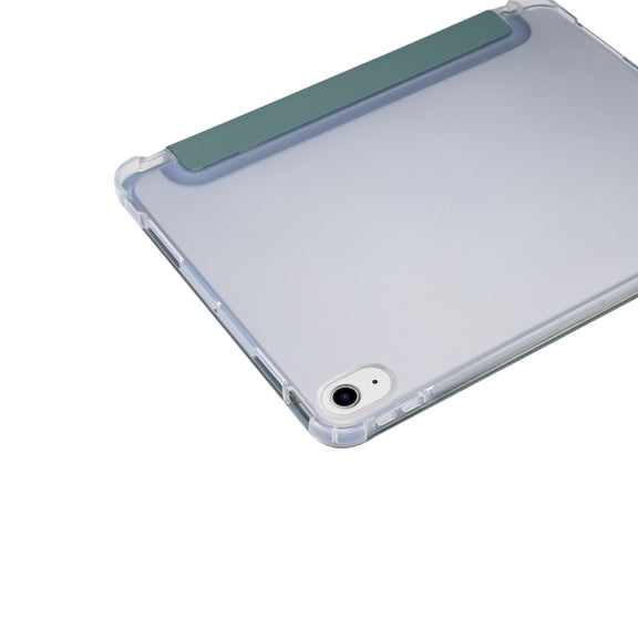 For iPad Air 11 2024 3-folding Electric Pressed Skin Texture Leather Tablet Case(Deep Green)