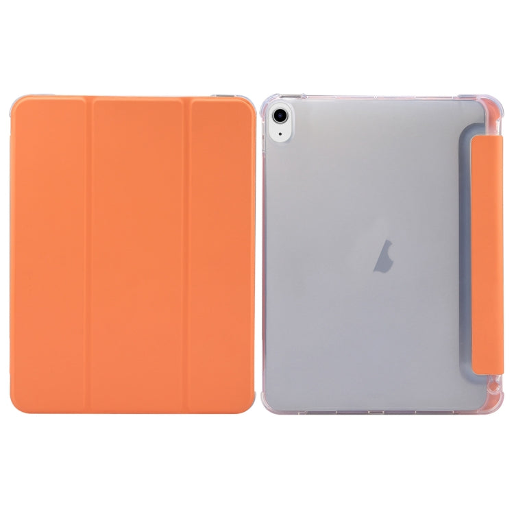 For iPad Air 11 2024 3-folding Electric Pressed Skin Texture Leather Tablet Case(Orange)