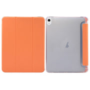 For iPad Air 11 2024 3-folding Electric Pressed Skin Texture Leather Tablet Case(Orange)