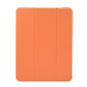 For iPad Air 11 2024 3-folding Electric Pressed Skin Texture Leather Tablet Case(Orange)