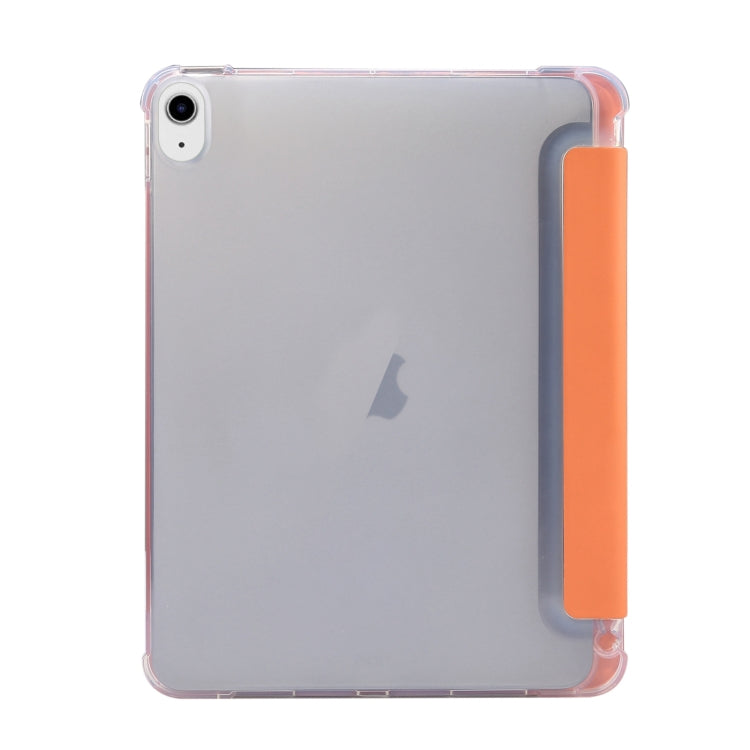 For iPad Air 11 2024 3-folding Electric Pressed Skin Texture Leather Tablet Case(Orange)