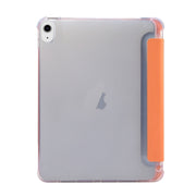 For iPad Air 11 2024 3-folding Electric Pressed Skin Texture Leather Tablet Case(Orange)