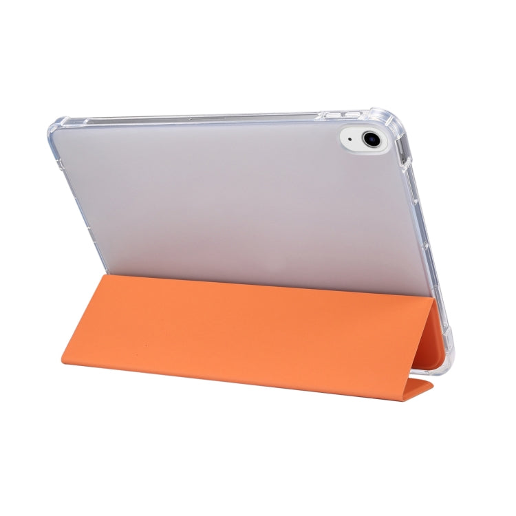 For iPad Air 11 2024 3-folding Electric Pressed Skin Texture Leather Tablet Case(Orange)