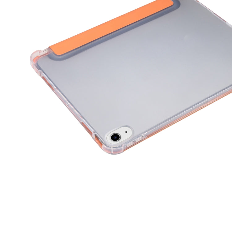 For iPad Air 11 2024 3-folding Electric Pressed Skin Texture Leather Tablet Case(Orange)