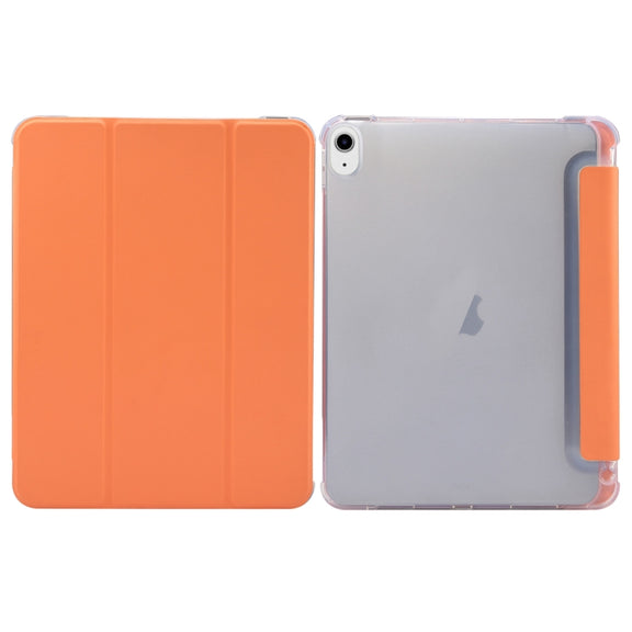 For iPad Air 11 2024 3-folding Electric Pressed Skin Texture Leather Tablet Case(Orange)