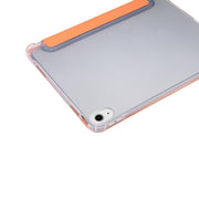 For iPad Air 11 2024 3-folding Electric Pressed Skin Texture Leather Tablet Case(Orange)