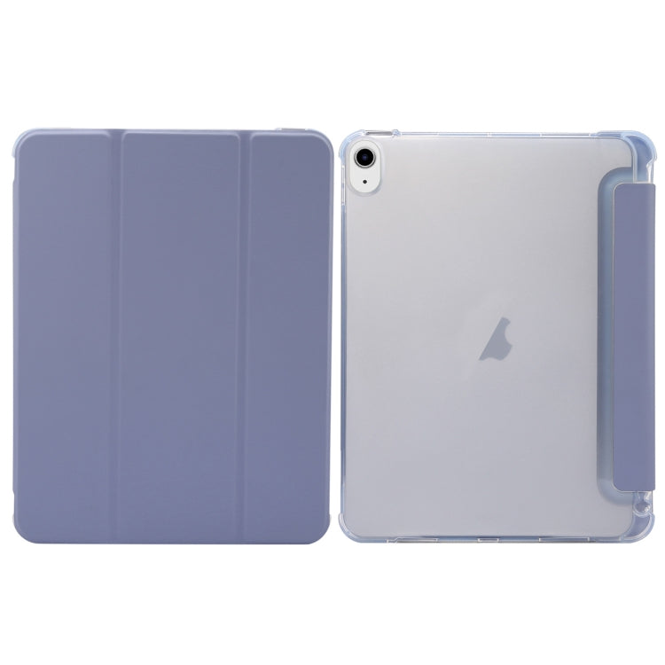 For iPad Air 11 2025 / 2024 3-folding Electric Pressed Skin Texture Leather Tablet Case(Lavender)