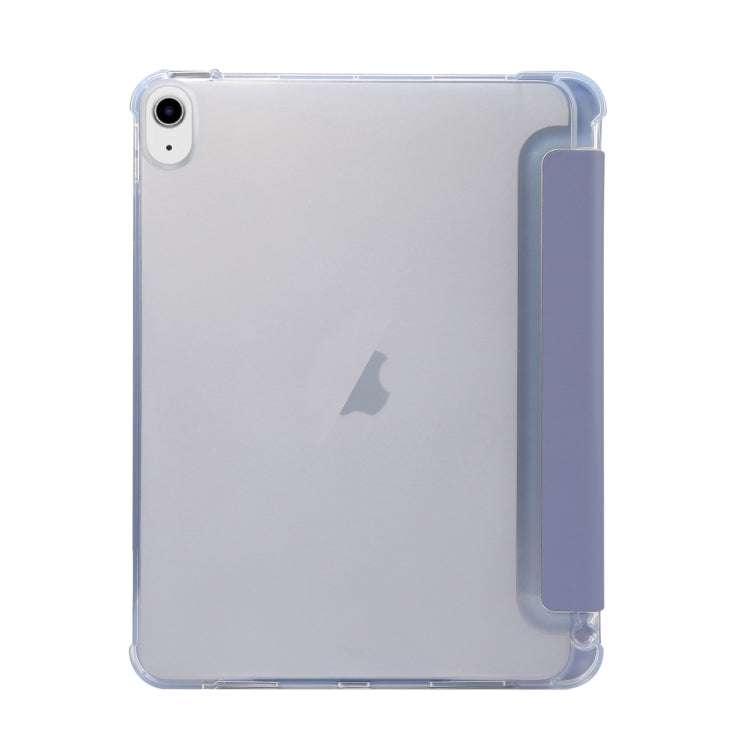 For iPad Air 11 2025 / 2024 3-folding Electric Pressed Skin Texture Leather Tablet Case(Lavender)