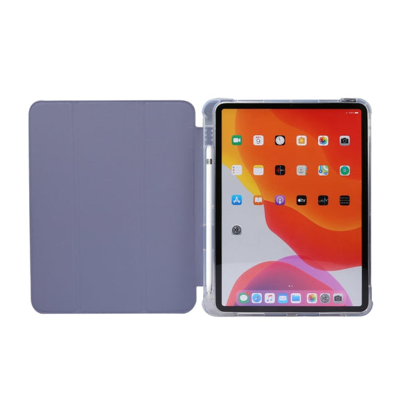 For iPad Air 11 2025 / 2024 3-folding Electric Pressed Skin Texture Leather Tablet Case(Lavender)