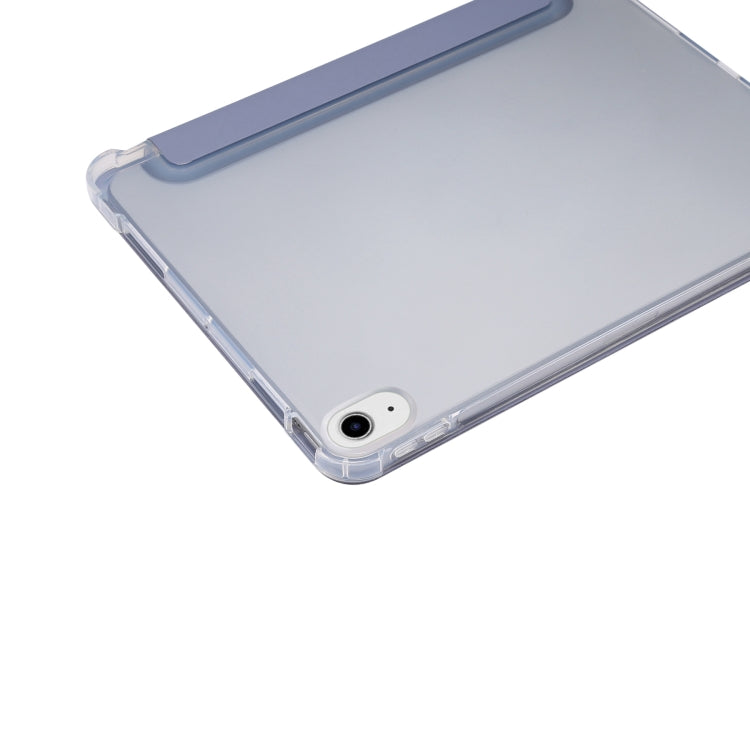 For iPad Air 11 2025 / 2024 3-folding Electric Pressed Skin Texture Leather Tablet Case(Lavender)