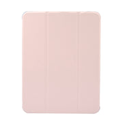 For iPad Air 11 2024 3-folding Electric Pressed Skin Texture Leather Tablet Case(Light Pink)
