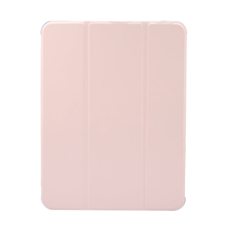 For iPad Air 11 2024 3-folding Electric Pressed Skin Texture Leather Tablet Case(Light Pink)