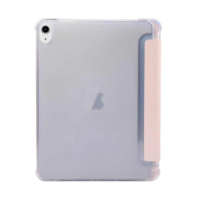 For iPad Air 11 2024 3-folding Electric Pressed Skin Texture Leather Tablet Case(Light Pink)