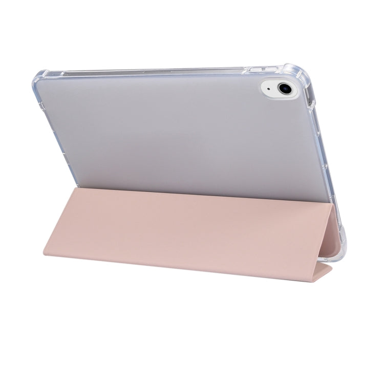 For iPad Air 11 2024 3-folding Electric Pressed Skin Texture Leather Tablet Case(Light Pink)
