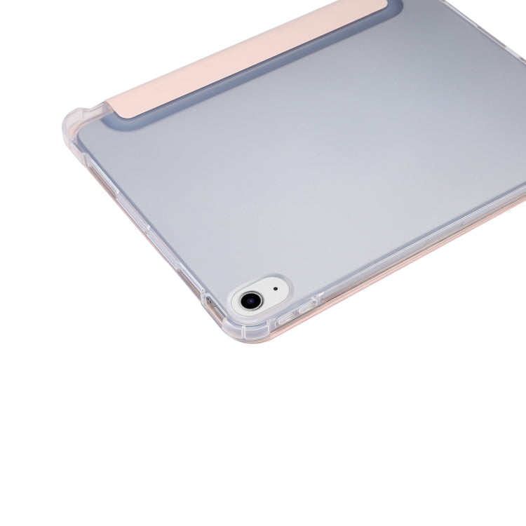 For iPad Air 11 2024 3-folding Electric Pressed Skin Texture Leather Tablet Case(Light Pink)