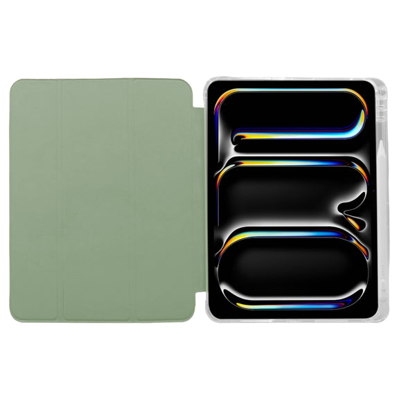 For iPad Pro 11 2024 3-folding Electric Pressed Skin Texture Leather Tablet Case(Green)