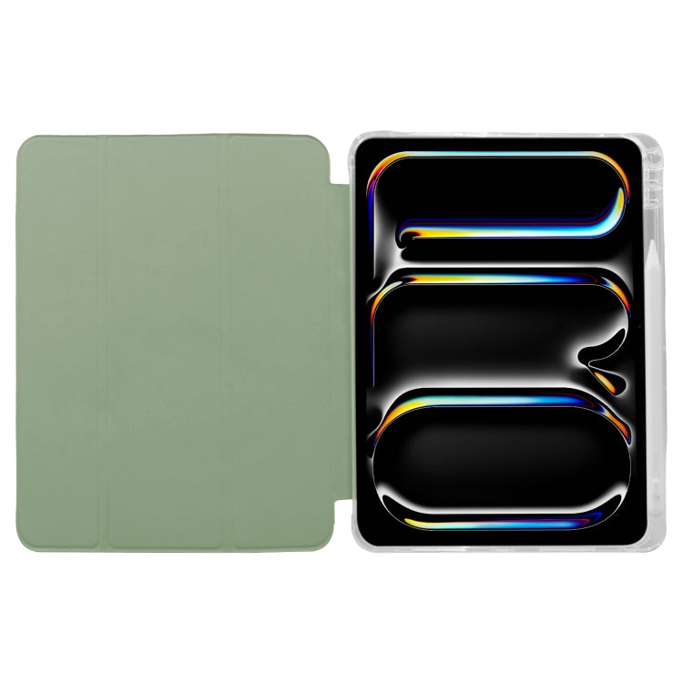 For iPad Pro 11 2024 3-folding Electric Pressed Skin Texture Leather Tablet Case(Green)