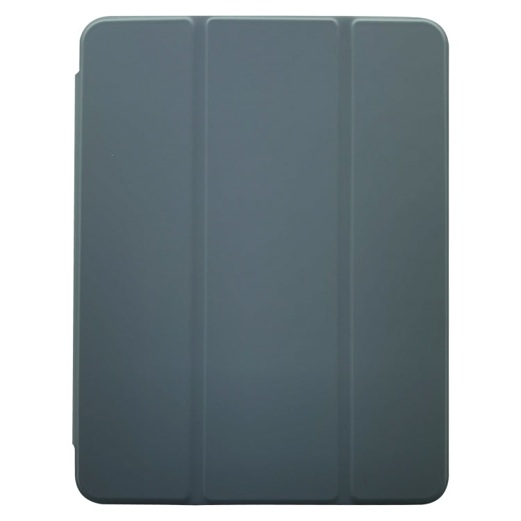 For iPad Pro 11 2024 3-folding Electric Pressed Skin Texture Leather Tablet Case(Deep Green)