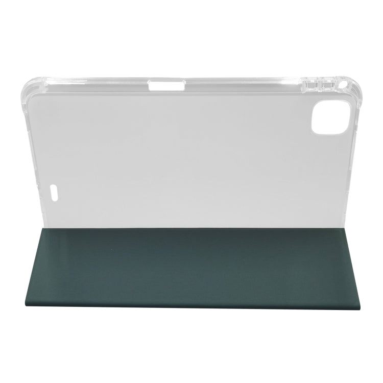 For iPad Pro 11 2024 3-folding Electric Pressed Skin Texture Leather Tablet Case(Deep Green)