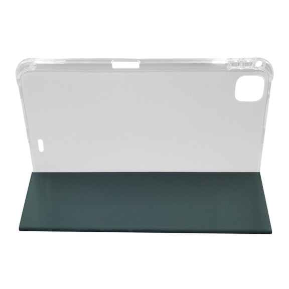 For iPad Pro 11 2024 3-folding Electric Pressed Skin Texture Leather Tablet Case(Deep Green)