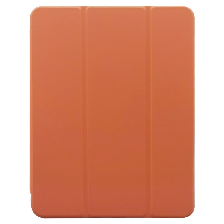 For iPad Pro 11 2024 3-folding Electric Pressed Skin Texture Leather Tablet Case(Orange)