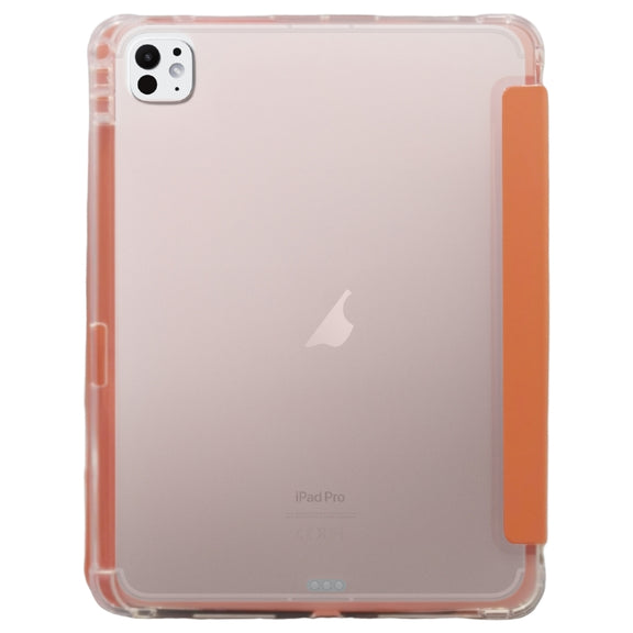 For iPad Pro 11 2024 3-folding Electric Pressed Skin Texture Leather Tablet Case(Orange)