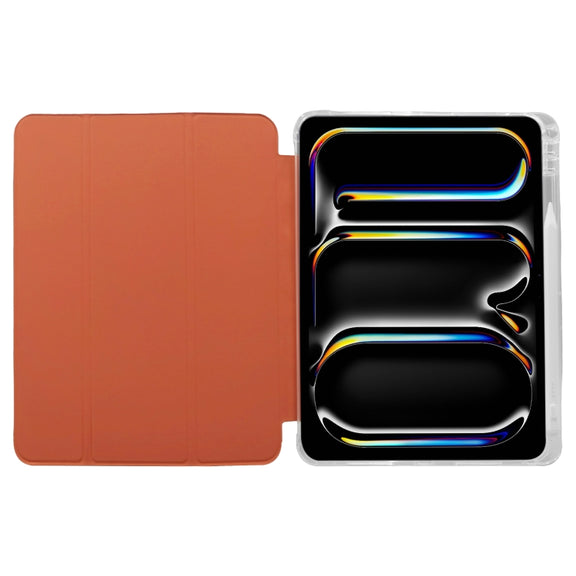 For iPad Pro 11 2024 3-folding Electric Pressed Skin Texture Leather Tablet Case(Orange)