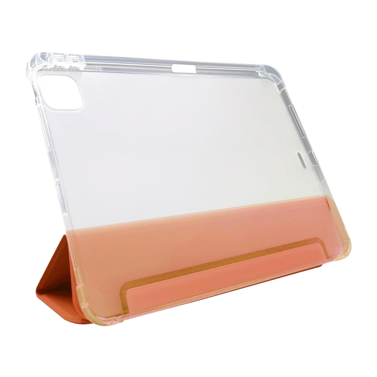 For iPad Pro 11 2024 3-folding Electric Pressed Skin Texture Leather Tablet Case(Orange)