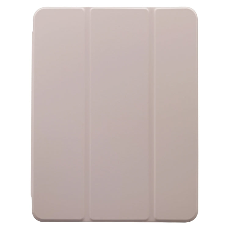 For iPad Pro 11 2024 3-folding Electric Pressed Skin Texture Leather Tablet Case(Light Pink)