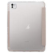 For iPad Pro 11 2024 3-folding Electric Pressed Skin Texture Leather Tablet Case(Light Pink)