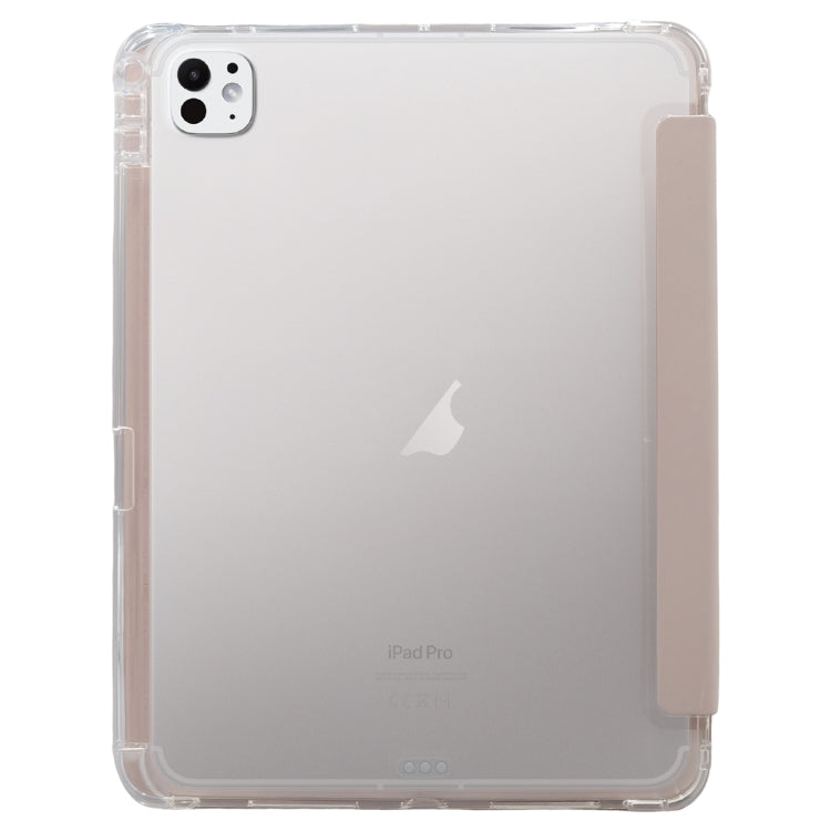 For iPad Pro 11 2024 3-folding Electric Pressed Skin Texture Leather Tablet Case(Light Pink)