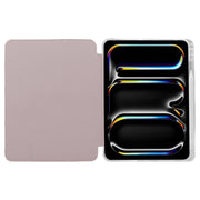 For iPad Pro 11 2024 3-folding Electric Pressed Skin Texture Leather Tablet Case(Light Pink)