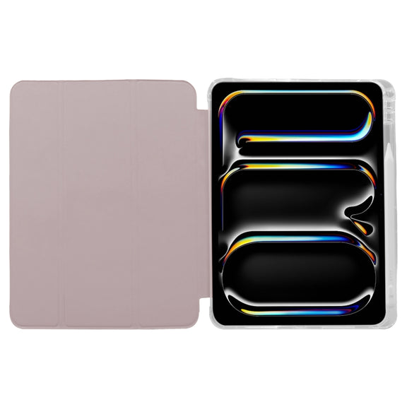 For iPad Pro 11 2024 3-folding Electric Pressed Skin Texture Leather Tablet Case(Light Pink)