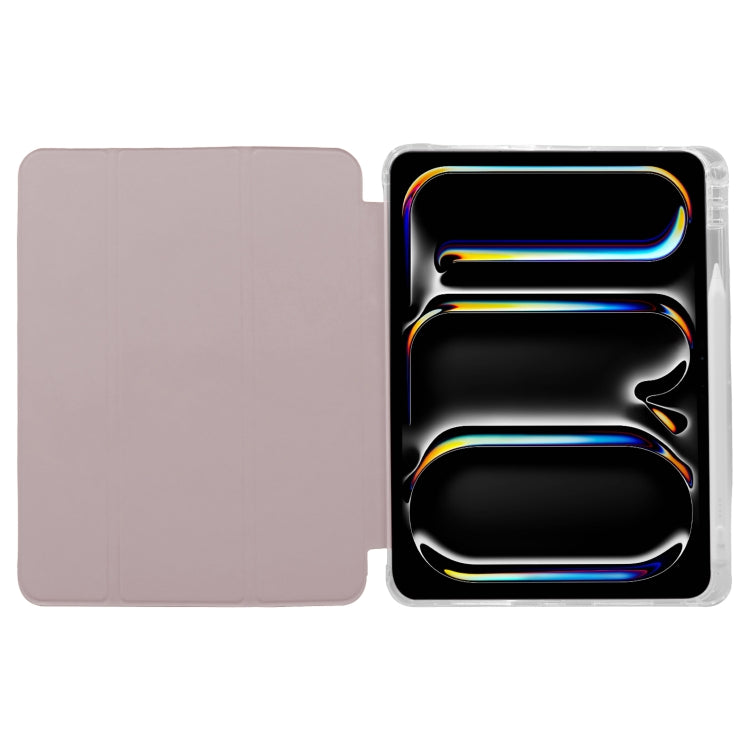 For iPad Pro 11 2024 3-folding Electric Pressed Skin Texture Leather Tablet Case(Light Pink)