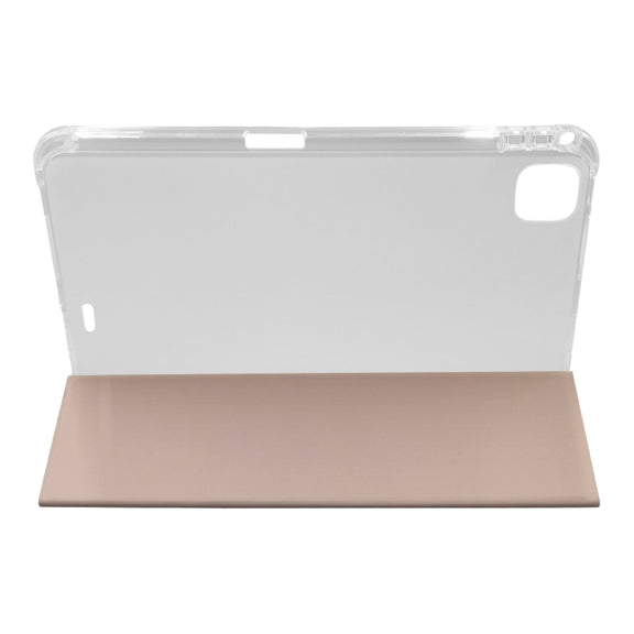 For iPad Pro 11 2024 3-folding Electric Pressed Skin Texture Leather Tablet Case(Light Pink)