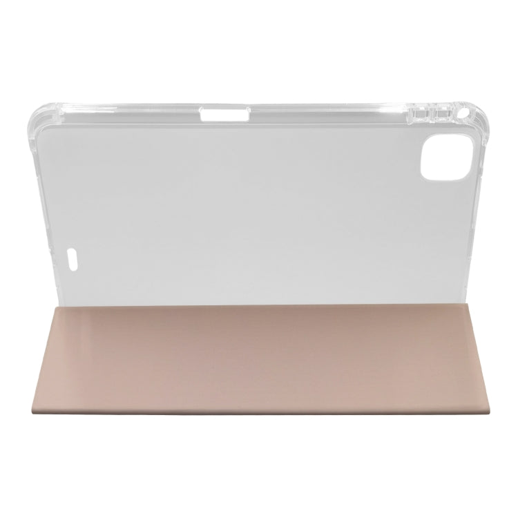 For iPad Pro 11 2024 3-folding Electric Pressed Skin Texture Leather Tablet Case(Light Pink)