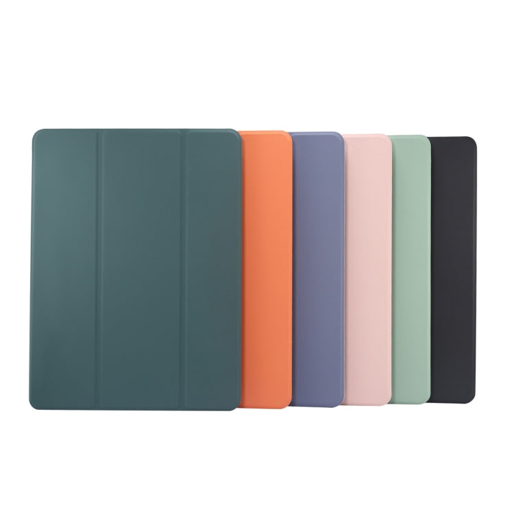 For iPad Pro 11 2024 3-folding Electric Pressed Skin Texture Leather Tablet Case(Orange)