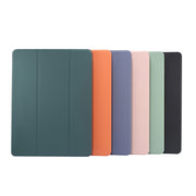 For iPad Pro 11 2024 3-folding Electric Pressed Skin Texture Leather Tablet Case(Orange)