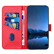 For iPhone 16 YX0070 Carbon Fiber Buckle Leather Phone Case with Lanyard(Red)
