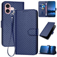 For iPhone 16 YX0070 Carbon Fiber Buckle Leather Phone Case with Lanyard(Royal Blue) - iPhone 16 Cases by PMC TechLife | Online Shopping South Africa | PMC TechLife | Buy Now Pay Later Mobicred