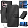 For iPhone 16 YX0070 Carbon Fiber Buckle Leather Phone Case with Lanyard(Black) - iPhone 16 Cases by PMC TechLife | Online Shopping South Africa | PMC TechLife | Buy Now Pay Later Mobicred