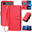 For iPhone 17 Air YX0070 Carbon Fiber Buckle Leather Phone Case with Lanyard(Red) - free shipping - PMc TechLife - Order now!