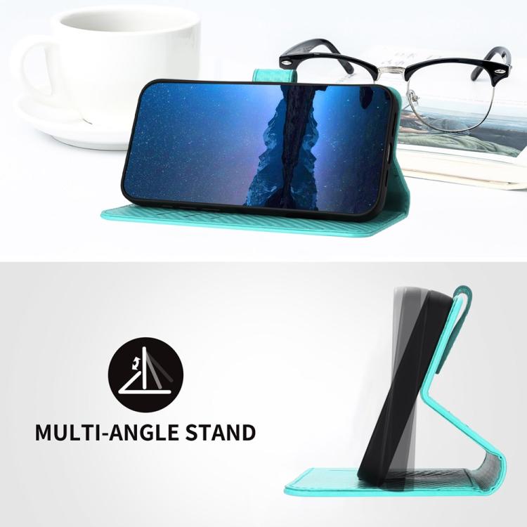 For iPhone 17 YX0070 Carbon Fiber Buckle Leather Phone Case with Lanyard(Light Blue)