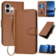 For iPhone 17 YX0070 Carbon Fiber Buckle Leather Phone Case with Lanyard(Coffee) - free shipping - PMc TechLife - Order now!