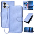 For iPhone 17 YX0070 Carbon Fiber Buckle Leather Phone Case with Lanyard(Light Purple) - free shipping - PMc TechLife - Order now!