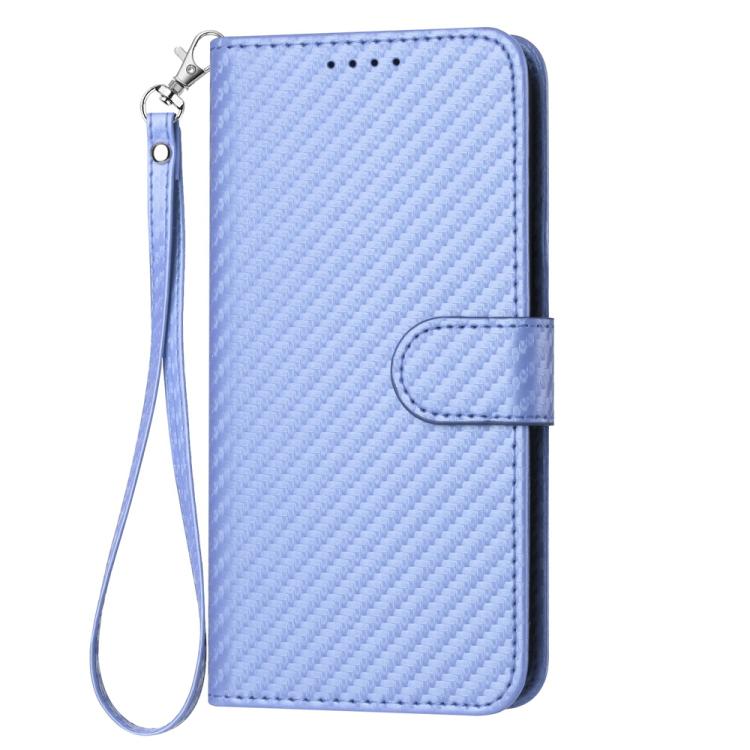 For iPhone 17 YX0070 Carbon Fiber Buckle Leather Phone Case with Lanyard(Light Purple)