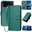 For iPhone 17 Pro Max YX0070 Carbon Fiber Buckle Leather Phone Case with Lanyard(Dark Green) - free shipping - PMc TechLife - Order now!