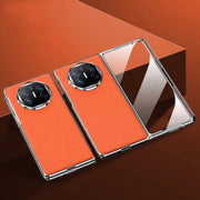 For Huawei Mate X5 Integrated Plating PC Leather Texture Full Coverage Fold Shockproof Phone Case(Orange)