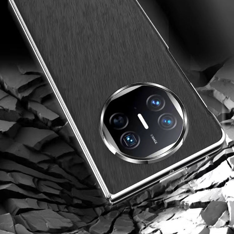 For Huawei Mate X5 Integrated Plating PC Leather Texture Full Coverage Fold Shockproof Phone Case(Black)