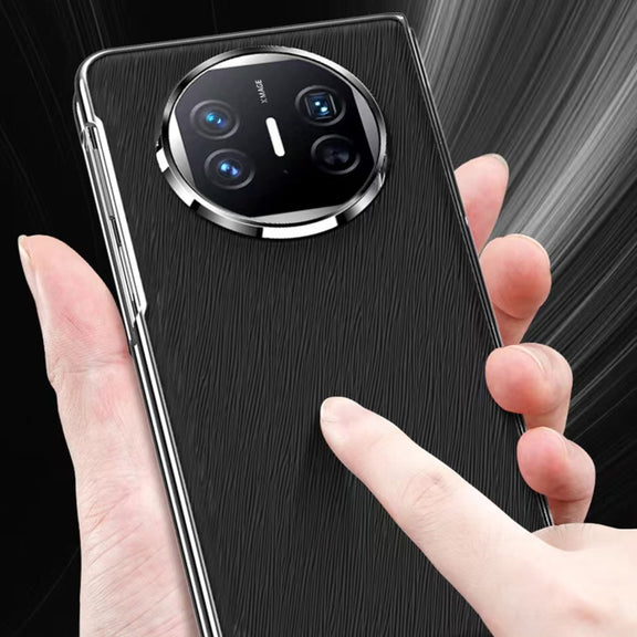 For Huawei Mate X5 Integrated Plating PC Leather Texture Full Coverage Fold Shockproof Phone Case(Black)